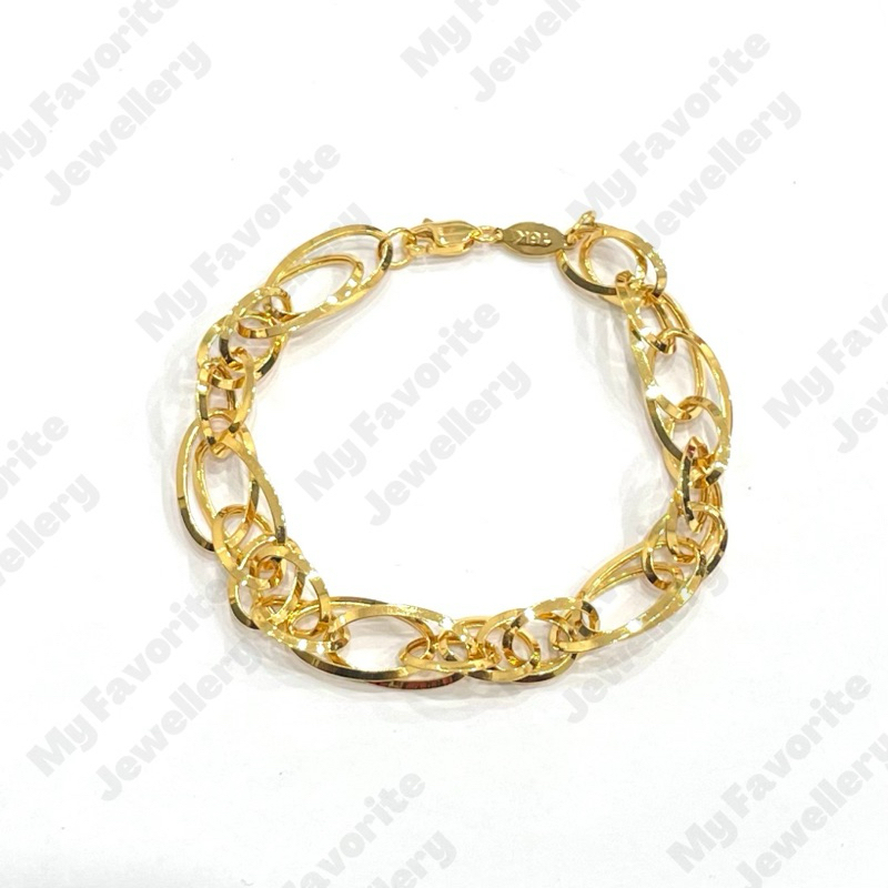 Gelang Mocca Oval Double Emas Asli Kadar 700 16K Hadiah