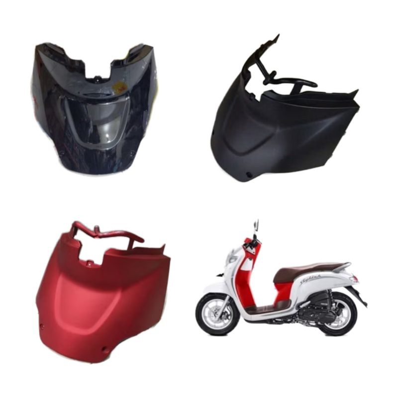 Cover Tangki Dek Bagian Bawah Jok Motor Scoopy Fi 2017 2018 2019 2020 Hitam Abu Merah Doff Merah Hit