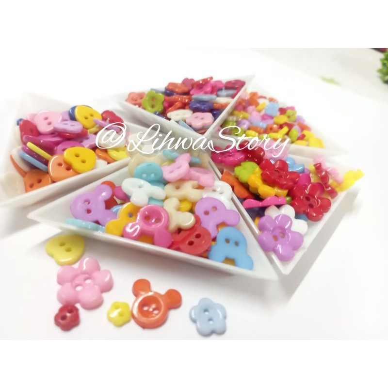 1 LUSIN - KANCING WARNA/KANCING PLASTIK/KANCING HIAS/KANCING BAJU