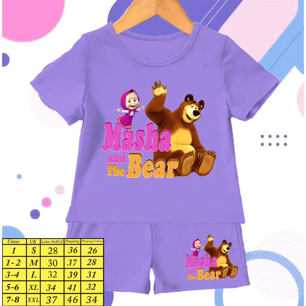 baju setelan masha and the bear / baju anak anak masha and the bear