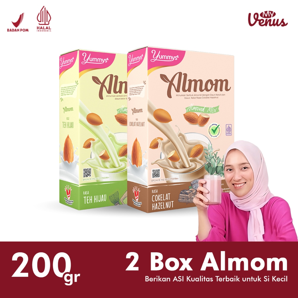 Paket ALMOM 2 Box - Almom Booster Asi Milk SUSU ALMOM Pelancar Asi Yummys Bubuk Susu Almond
