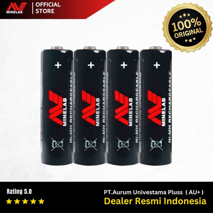 Baterai Minelab Rechargeable Ni-MH 2450mAh 1.2V untuk vanquish 340, 440, 540 - dapat di cas ulang