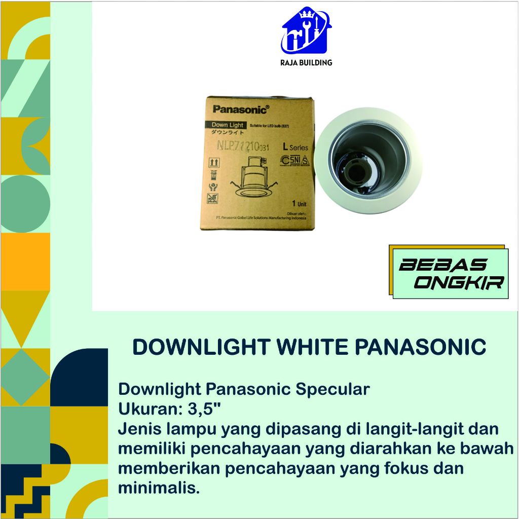 DOWNLIGHT WHITE PANASONIC SPECULAR/DOWNLIGHT/LAMPU PLAFON/LAMPU SOROT/LAMPU SOROT PLAFON