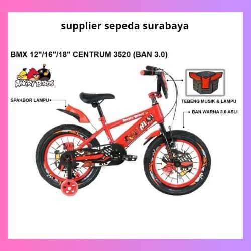 SEPEDA ANAK BMX CENTRUM 3520-3 ANGRY BIRD EDITION UKURAN 12 16 18,SEPEDA READY SEMUA WARNA - NEW