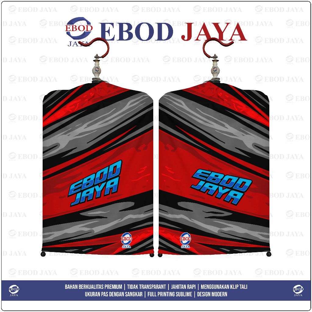 KERODONG FULL PRINTING SANGKAR KOTAK - EBOD MERAH BIRU