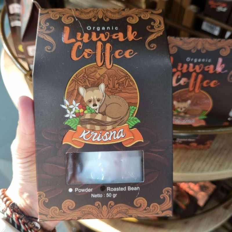 

KOPI LUWAK KRISNA. 50gr ORGANIC LUWAK COFFEE ROASTED BEAN. KRISNA OLEH OLEH BALI