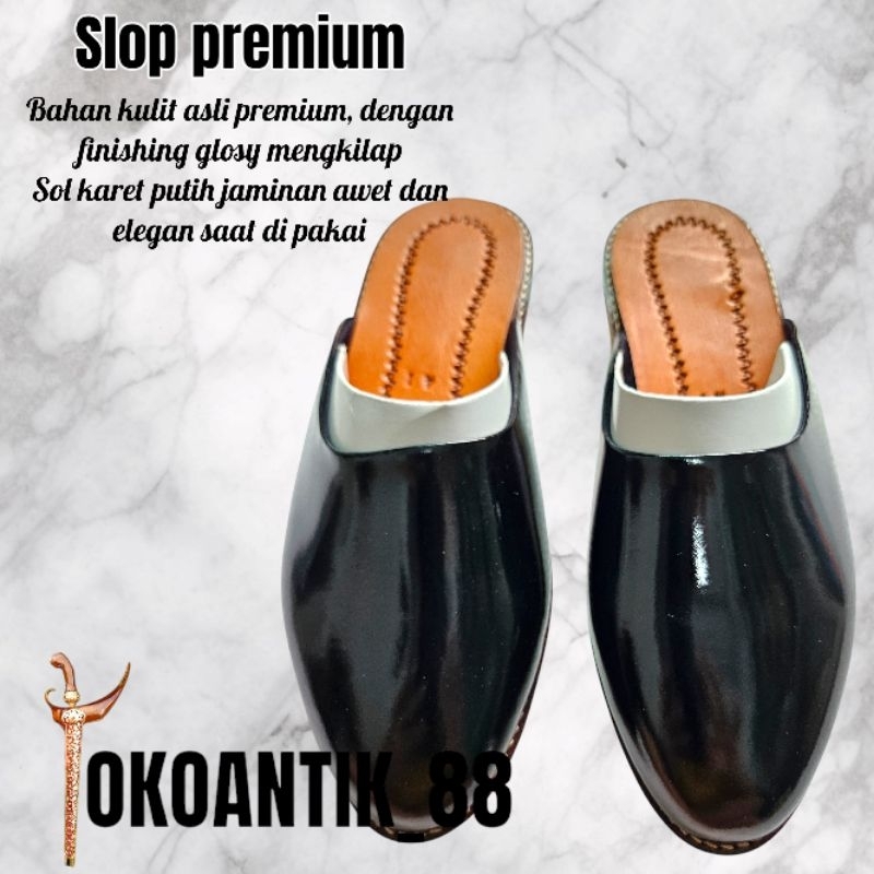 SANDAL SLOP SELOP PRIA KULIT ASLI SANDAL KEJAWEN SLOP MANTEN BUSANA ADAT JAWA GLOSY MENGKILAP PREMIU