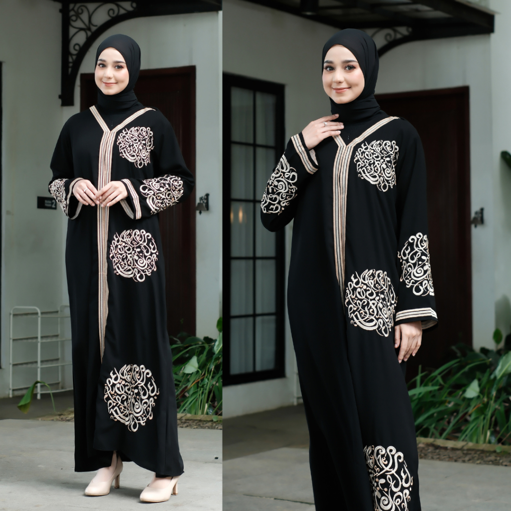 Outfit Lebaran Abaya Gamis Hitam