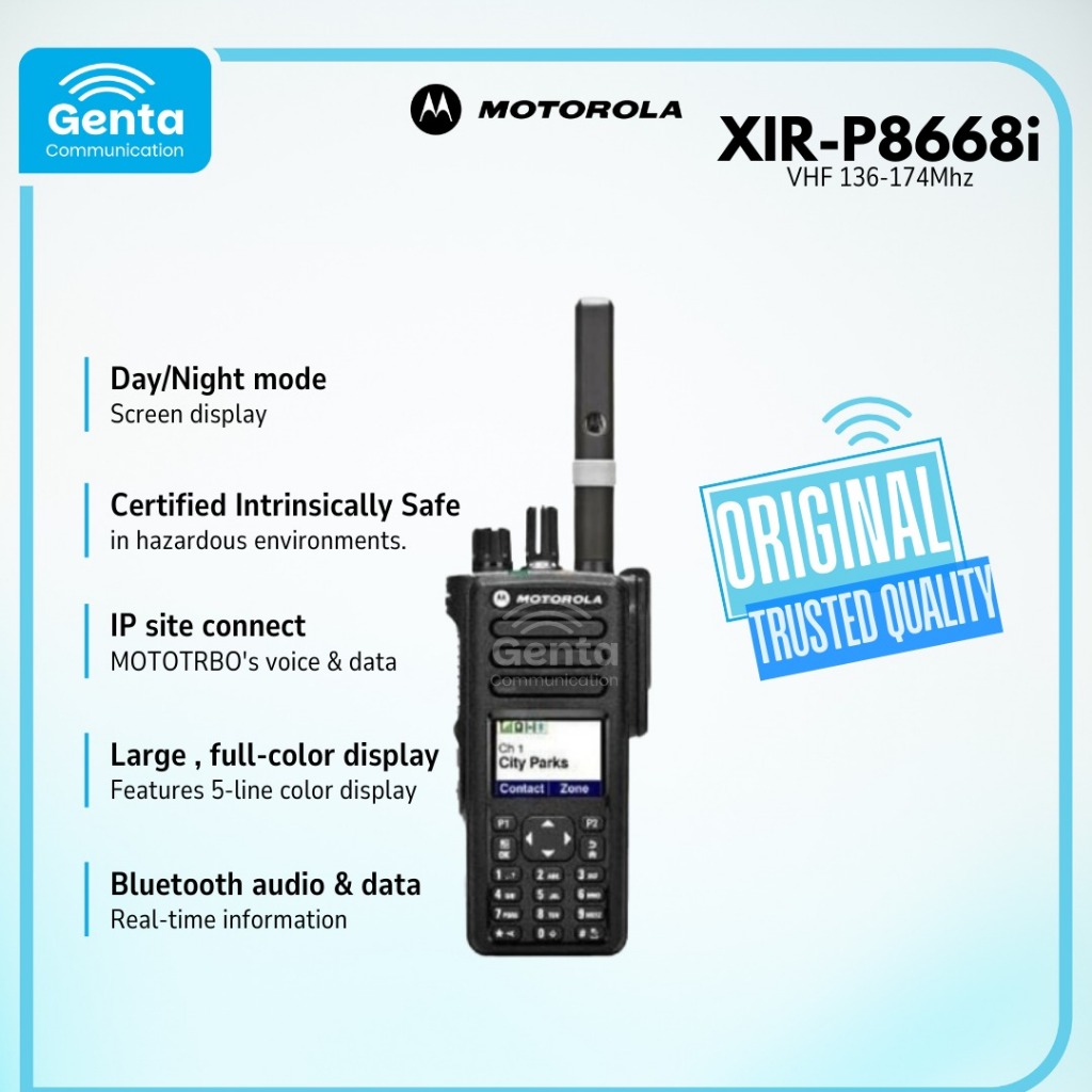 HT MOTOROLA XIR-P8668i / MOTOROLA XIR P8668i VHF 136-174Mhz GARANSI BARU ORIGINAL TERMURAH