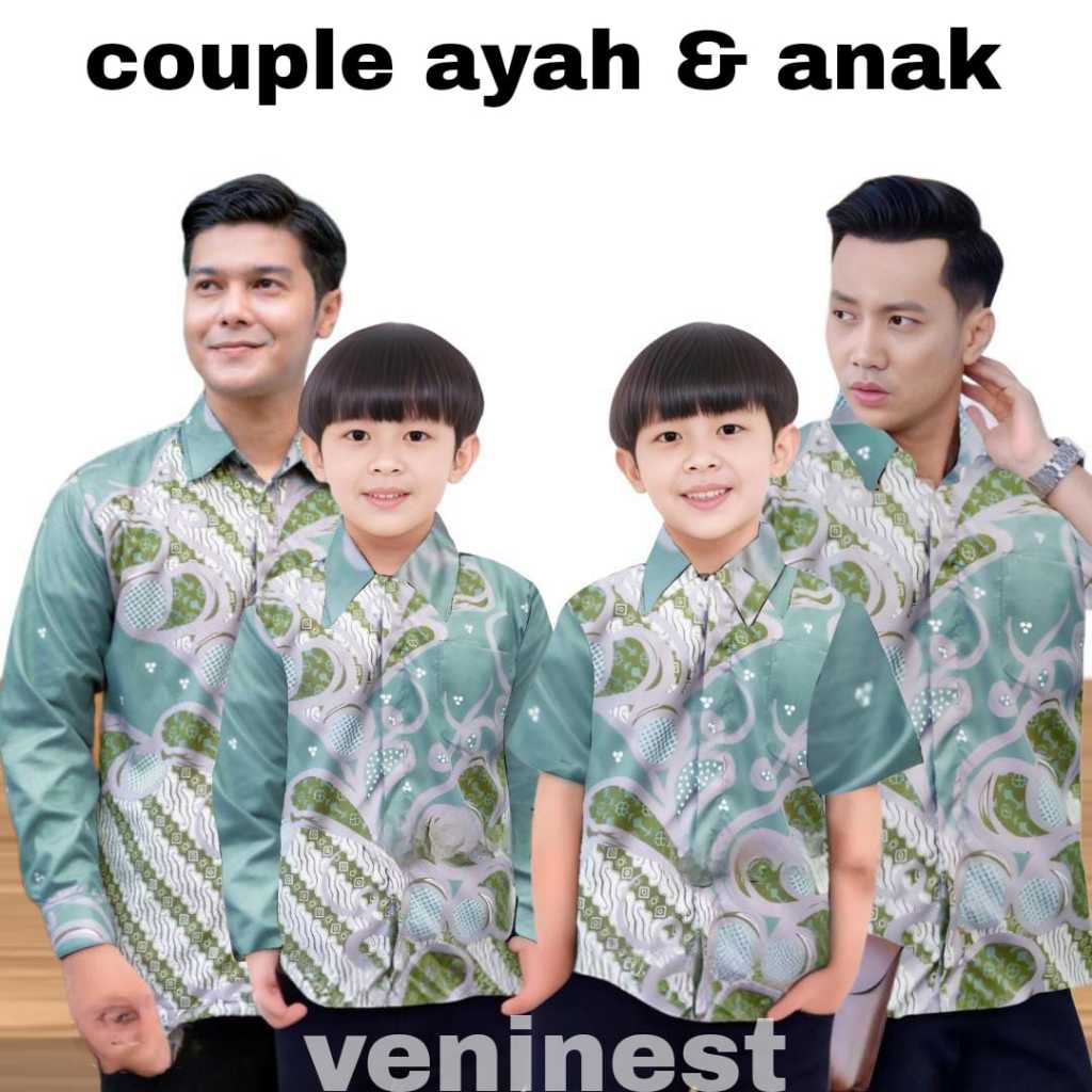 TERBARU BATIK MULYO SAGE Batik Hijau sage Kemeja batik ayah dan Kemeja Batik anak cowok