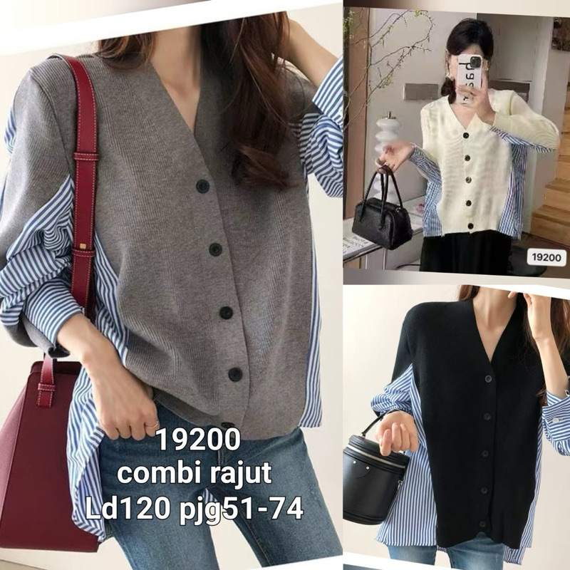 blouse / baju / kemeja wanita LD120 import jumbo bahan rajut kombinasi katun 19200