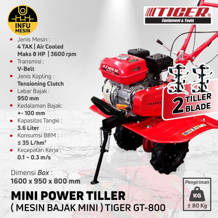 CULTIVATOR MESIN BAJAK MINI TIGER GT800 MINI TILLER GT 800