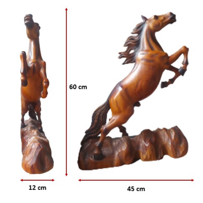 Patung kuda dari kayu jati utuh