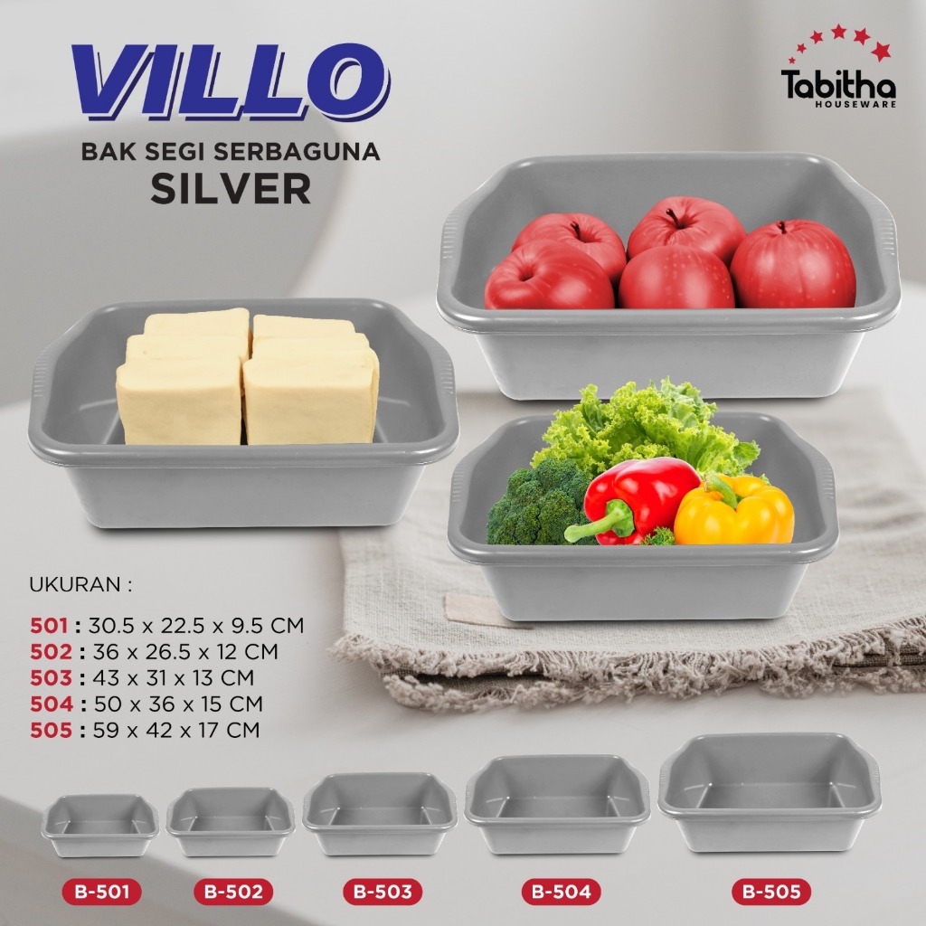 Tabitha [Cargo] Baskom Kotak Plastik Jumbo / Bak Buah & Sayuran / Bak Pasir Kucing - Bak Villo