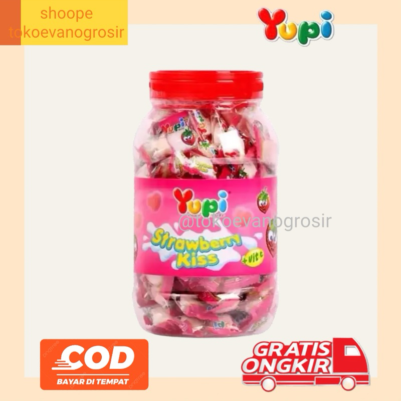 

(1 Toples) Permen Yupi Strawberry Kiss 300gram