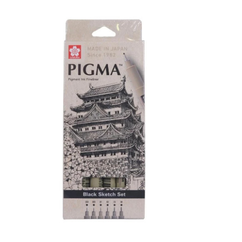 

SAKURA PIGMA MICRON BLACK SKETCH SET 6