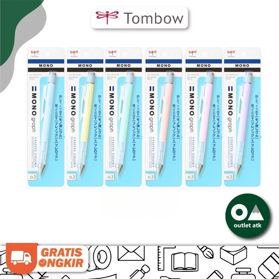 

Pensil Mekanik Tombow Mono Graph 0.3 mm Pastel Color Jepang Asli - Mechanical Pencil Original Japan