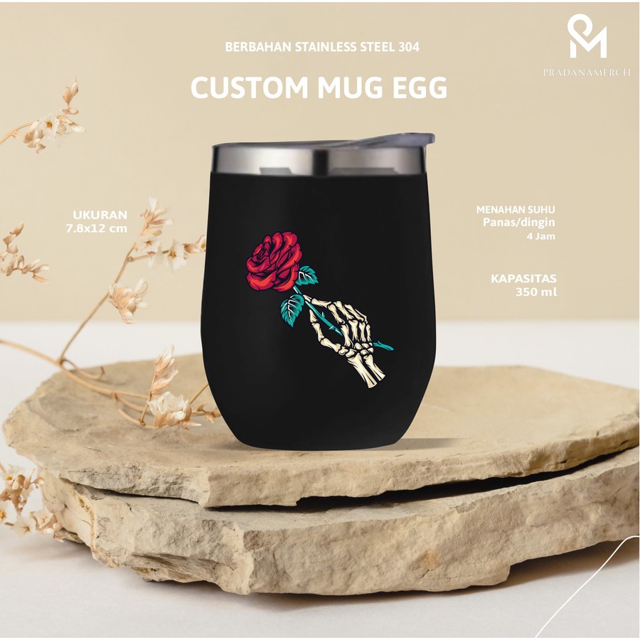 Custom Mug Egg Gelas Kopi Gelas Teh Tahan Panas Dingin Tumbler Grafir UV Print