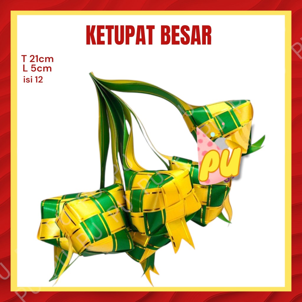 

KETUPAT IDUL FITRI Isi 12 / Ketupat Hiasan Parcel Lebaran / Hiasan Ketupat Pita Jepang