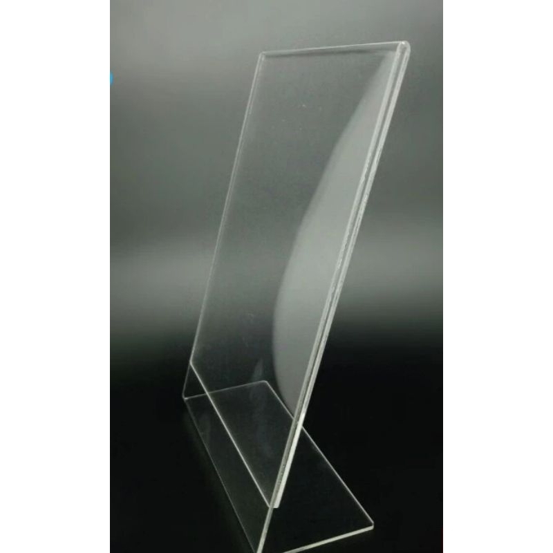 

Akrilik Tent Holder custom ukuran 13x20 L Potrait bahan 2mm