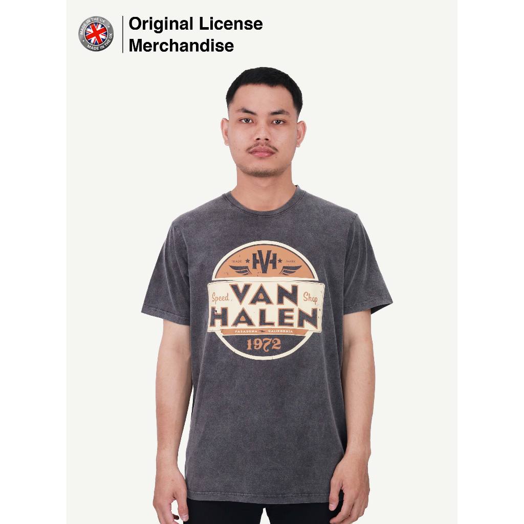 Kaos Baju Pria Wanita Pendek Band Musik VAN HALEN Speed Shop Stone Wash Official Merchandise