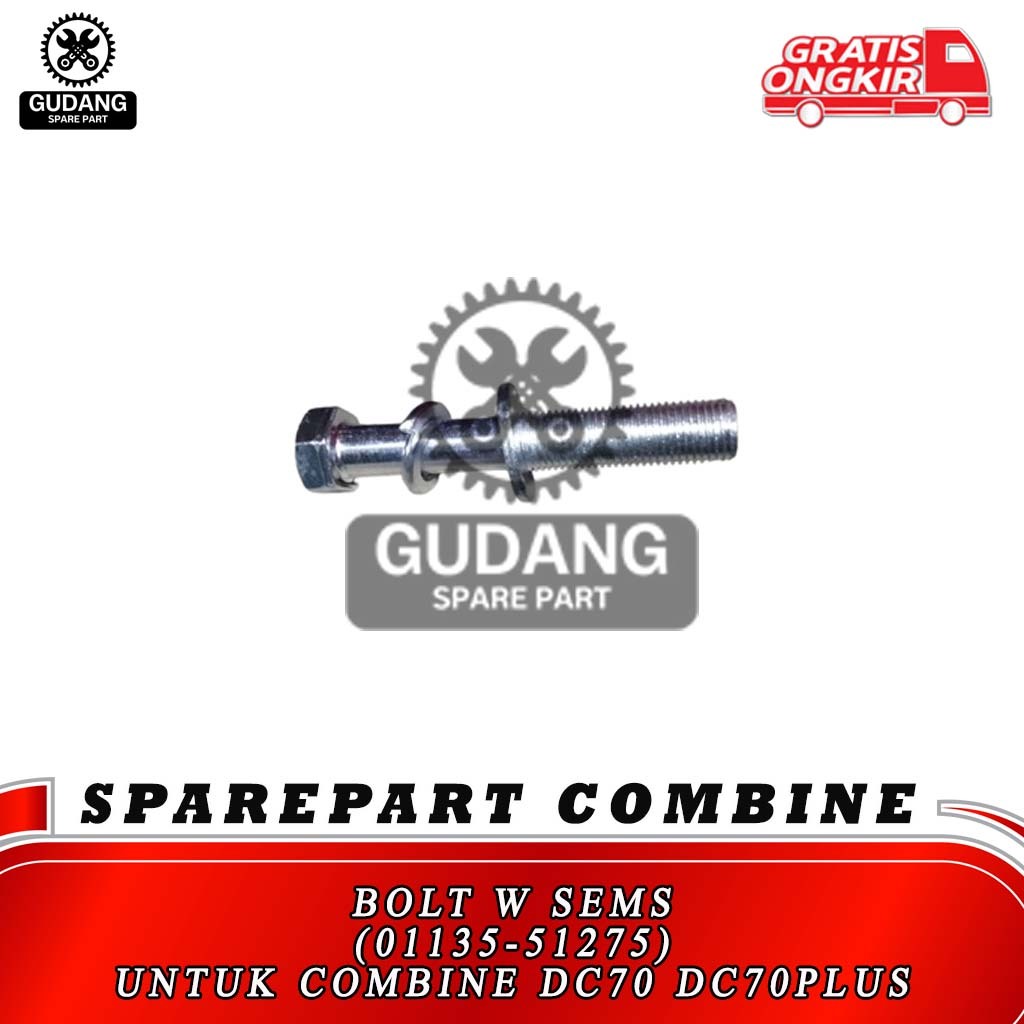 Sparepart untuk Combine KUBOTA DC70 DC70Plus 01135-51275 BOLT W SEMS