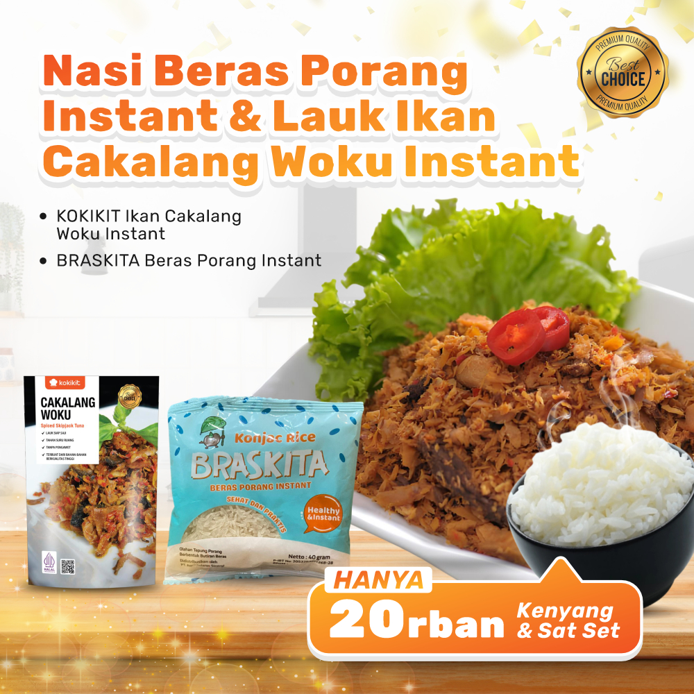 

BRASKITA Lauk Instant Beras Porang Dan Ikan Cakalang Travel Food Siap Saji