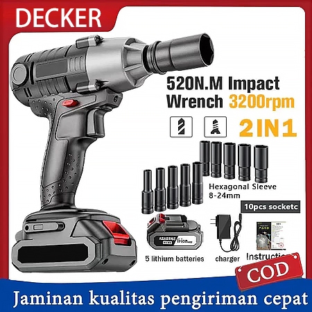 Impact Wrench Cordless 999V Brushless Impact Baterai Mesin Impact Buka Baut Cordless Electric Wrench