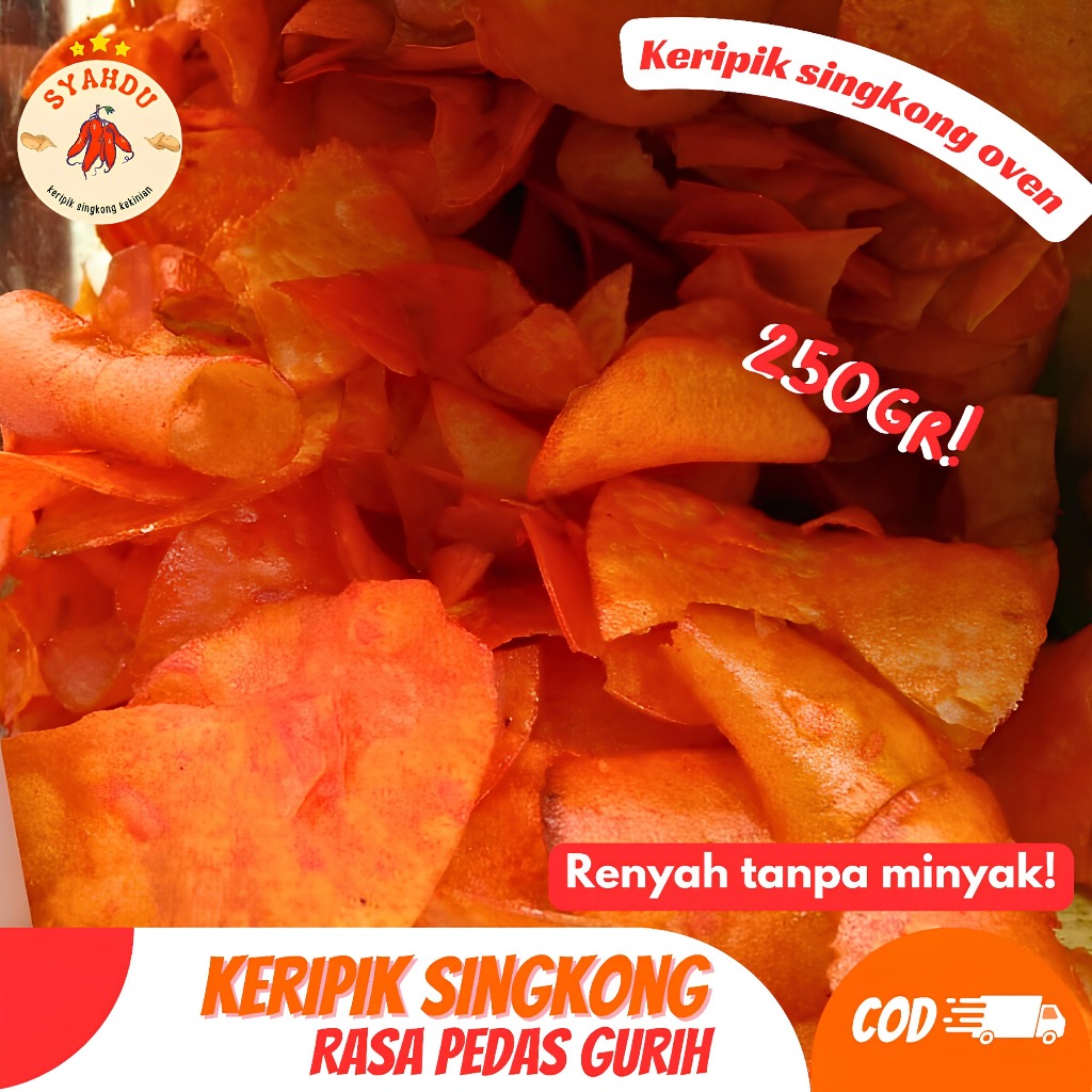 

KERIPIK SINGKONG PEDAS GURIH 250 GRAM/KERIPIK SINGKONG OVEN TANPA MINYAK/KERIPIK SINGKONG RENYAH