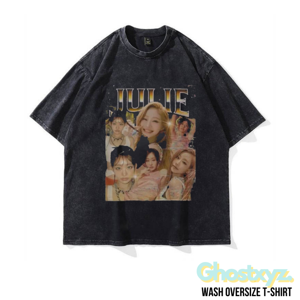 Ghostxyz T-Shirt Kiss Of Life Julie Wash Oversize Vintage Tee Baju Kaos