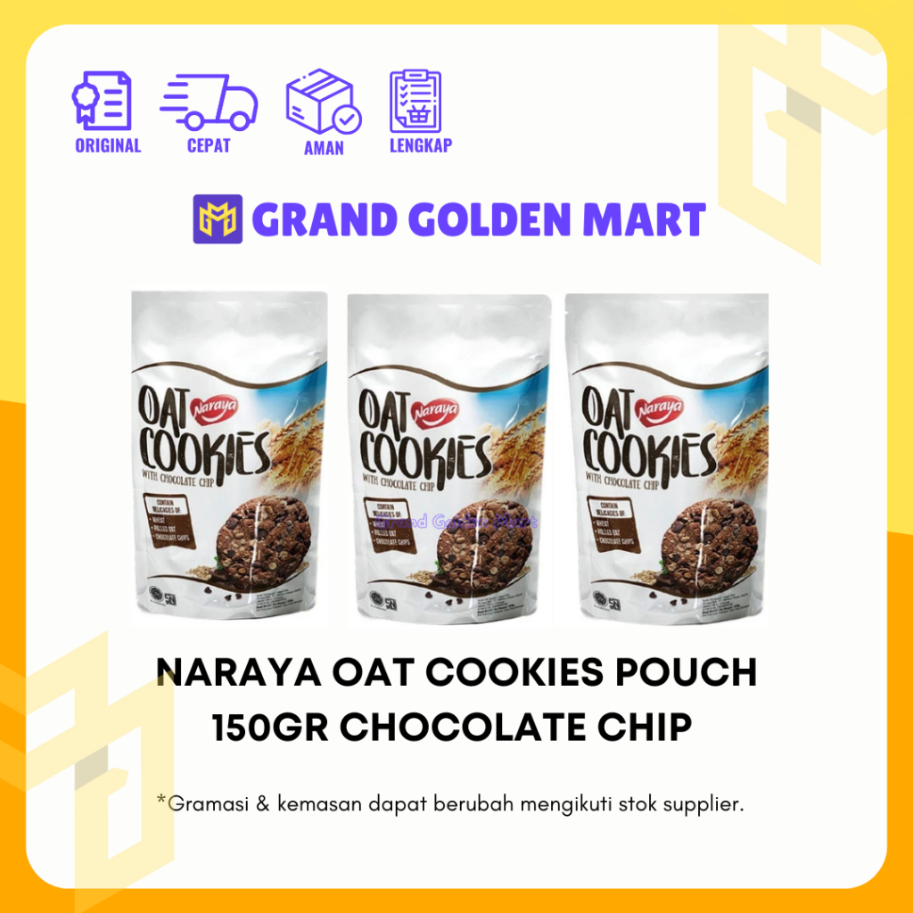 

Naraya Oat Cookies Pouch 150Gram Chocolate Chip