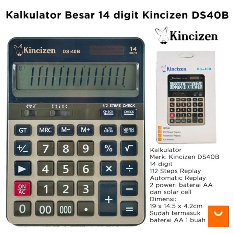 

KINCIZEN KC-40B Kalkulator / Calculator Check & Correct 14Digit