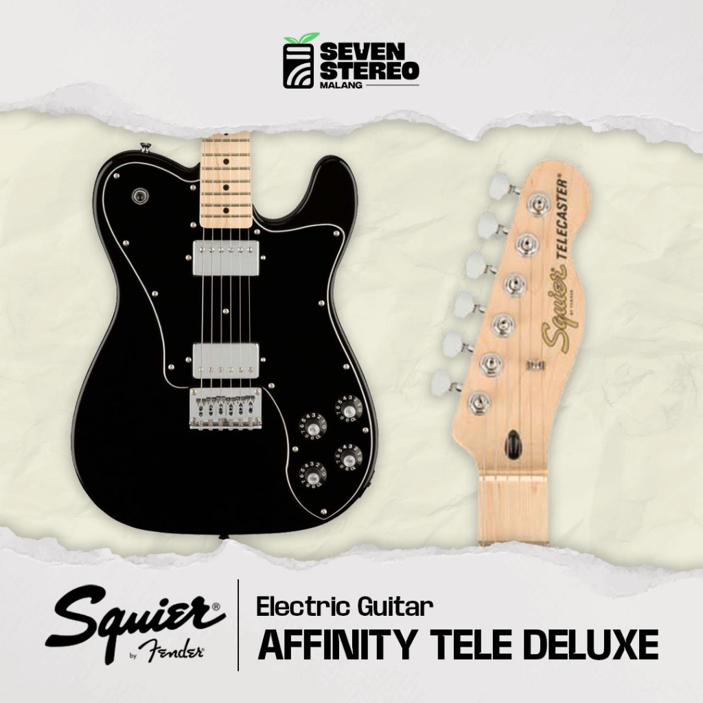 Squier Affinity Series Telecaster Deluxe Electric Guitar, Maple FB, Black - Gitar Elektrik Squier by