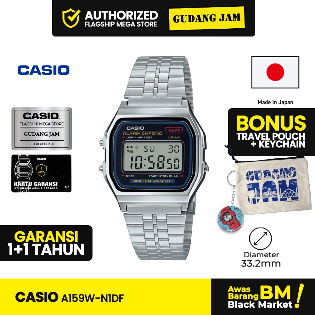 Jam Pria Digital Casio General A159W-N1DF Casio Retro