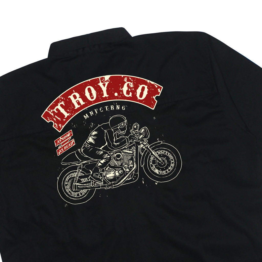 Troy Company Work Shirt Workwear Black Bikers - Kemeja Kerja Workshirt Hitam WSP 2978