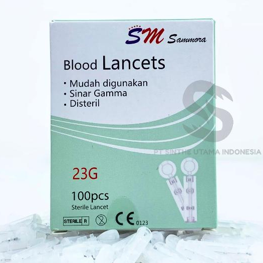 Jarum Bekam 23G Sterile Sammora isi 100 Korea Blood Lancets Painless One Use 1 Box isi 100 pcs SM
