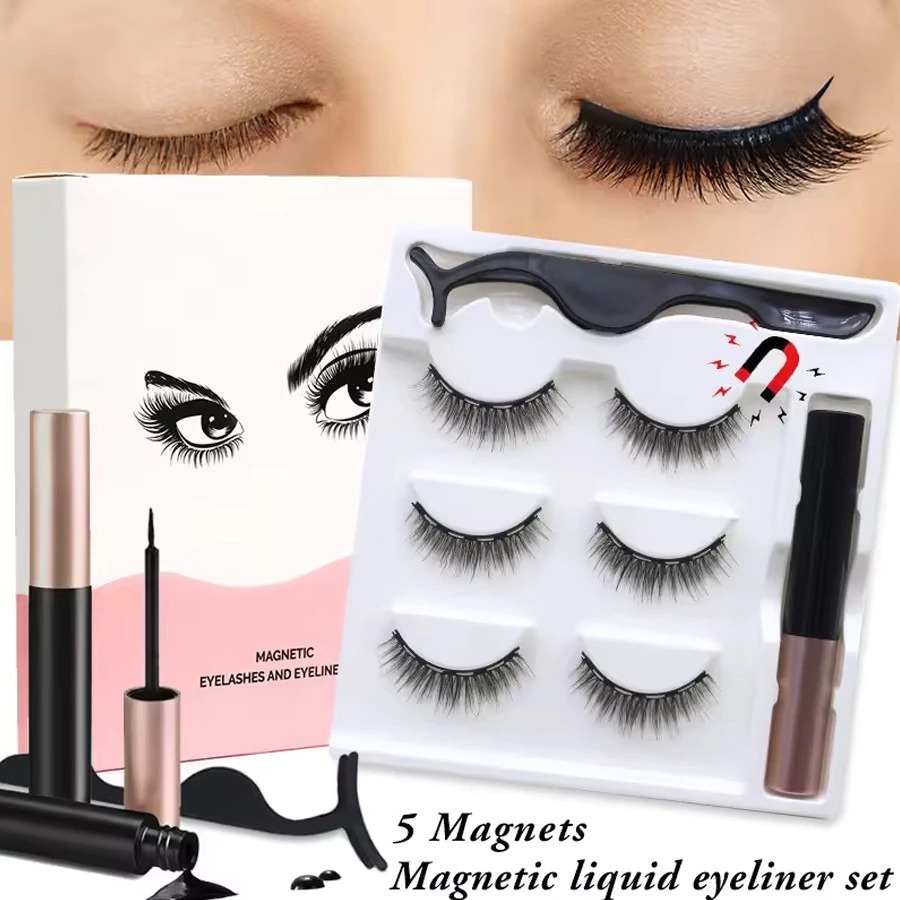 BULU MATA PALSU MAGIC EYELINER & EYELASH LANGSUNG NEMPEL PAKETAN SET 3 PAIRS AKSESORIS HIASAN MATA W