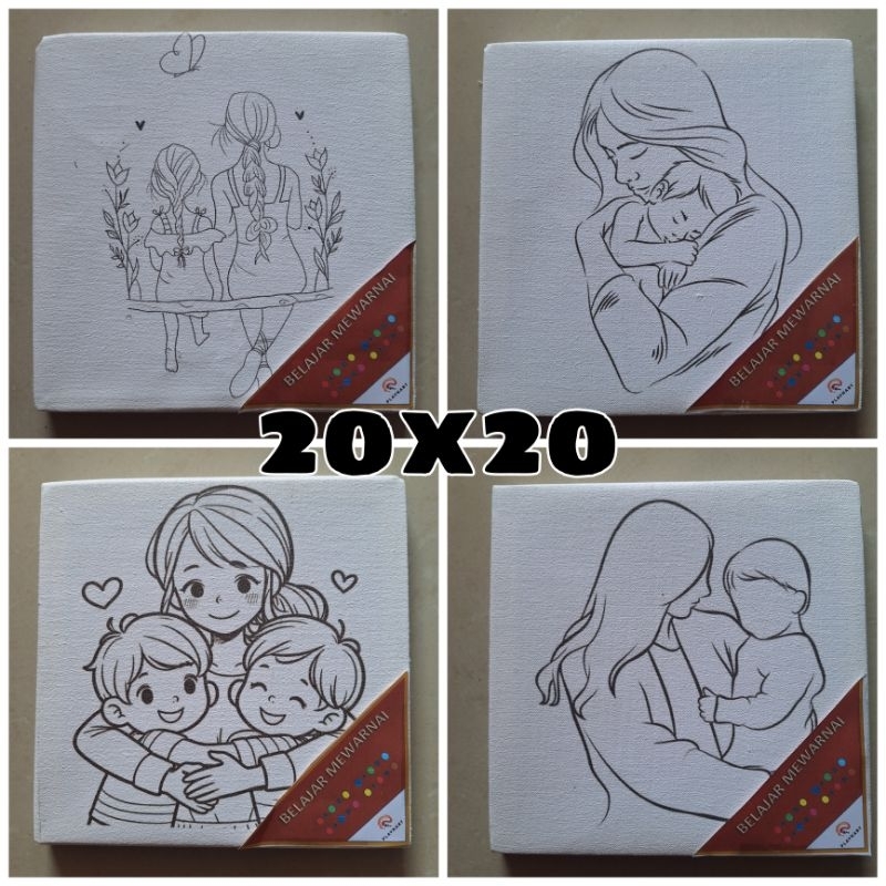 

MAINAN ANAK KANVAS LUKIS TANPA CAT!! Special mothers day UKURAN 20X20