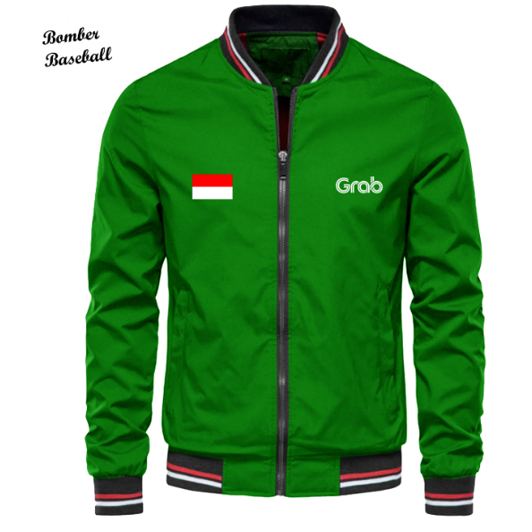 Big sale Jaket baseball zipper driver ojol grab grabbike grabfood waterproof jaket taslan distro gra