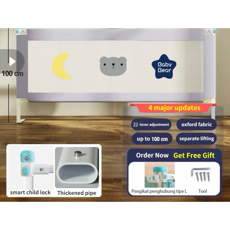 (READYSIAPKIRIM)PRELOVED.BABY.BEDRAIL.BED.GUARD.BEDRAIL.PAGAR.KASUR.BAYI.TINGGI.105CM