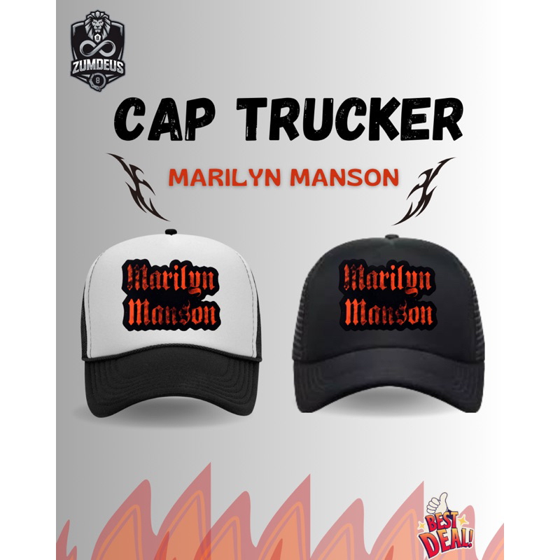 CapTruckerMarilynManson/MarilynManson/TopiJaring/SablonDTF/Premium
