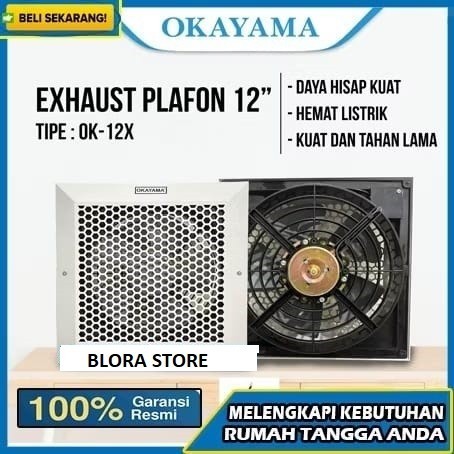 Exhaust fan Okayama / Kipas Angin Hexos Plafon Dak 12 inch Okayama OK-12X
