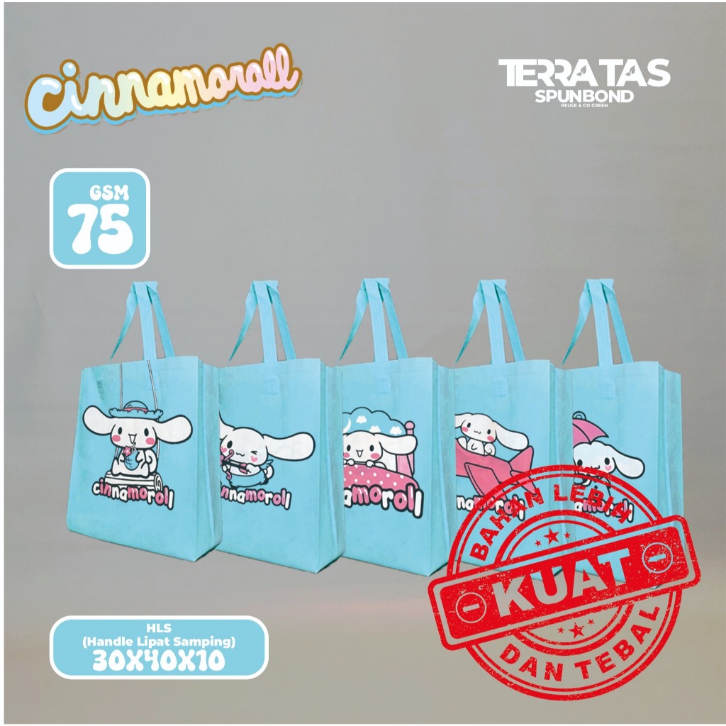 

Premium Special Edition Spunbond Sanrio Cinnamoroll Goodie Bag Handle Lipat Samping 75 GSM 30x40x10