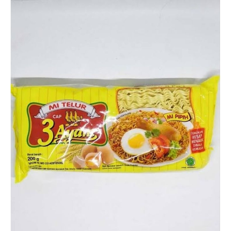 

[Mie] Mi Telur Kuning Cap 3 Ayam - Mie Kering | Kemasan 200gr