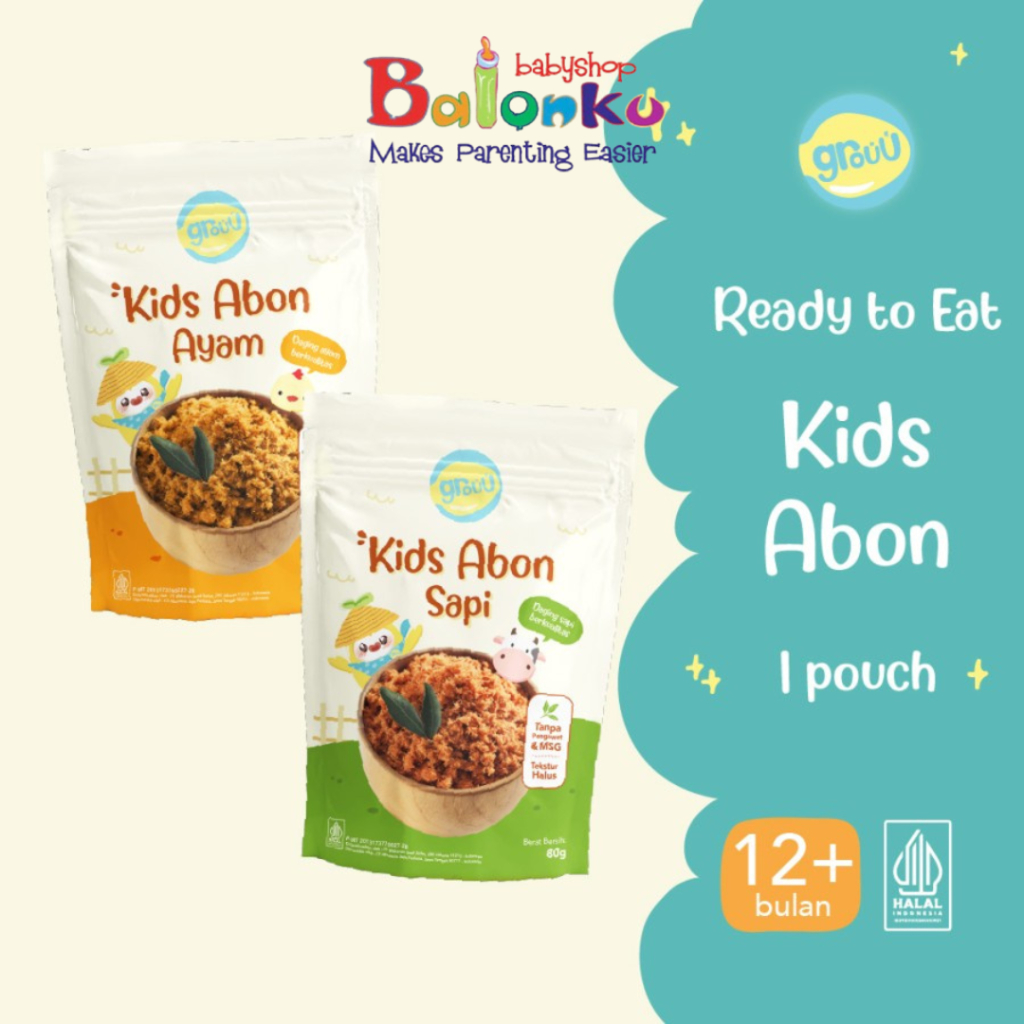 

Grouu - Abon Ayam & Sapi (cocok untuk 12+ Bulan) - Snack Anak, No MSG