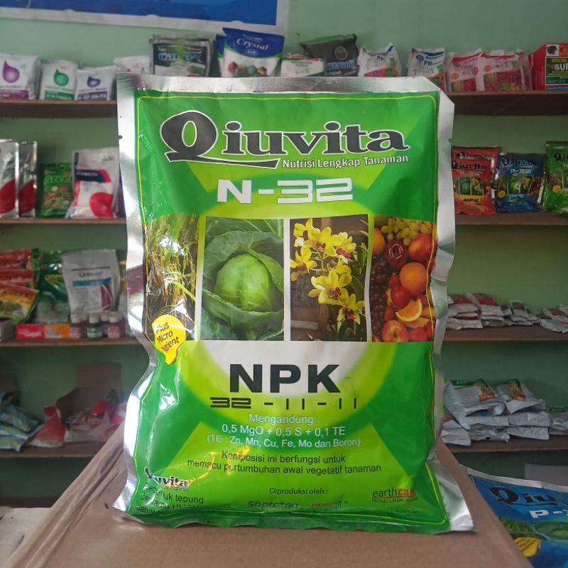 Pupuk Qiuvita Hijau 32-11-11+TE 500gr (Masa Pertumbuhan)