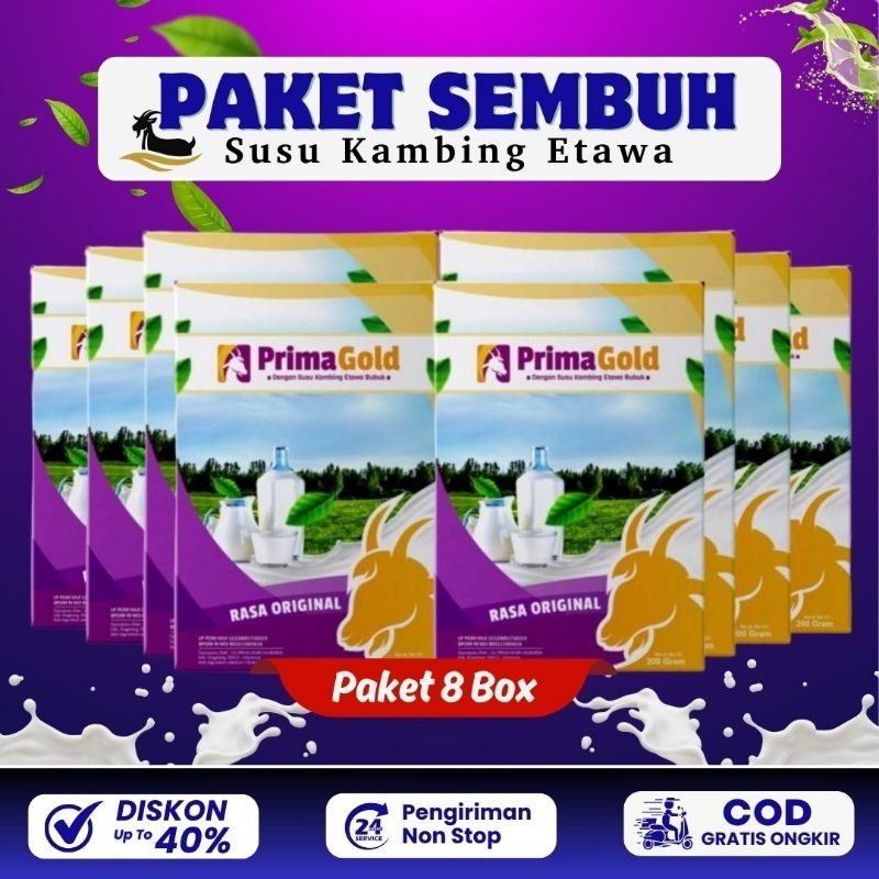 

PAKET SUPER HEMAT 8 BOX PRIMAGOLD/ PRIMA GOLD SUSU KAMBING ETAWA BUBUK ORIGINAL MURAH ATASI NYERI SENDI LUTUT TULANG ASAM URAT SESAK NAFAS ASMA PARU PARU BATUK MENAHUN