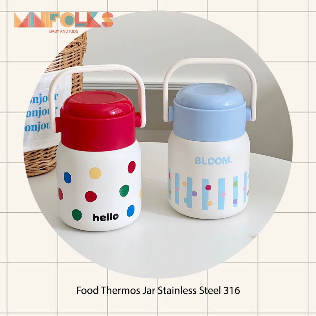 Minifolks KI435 - Food Thermos Food Jar Stainless Steel 316 / Tempat Termos Sup Sop Kuah Premium