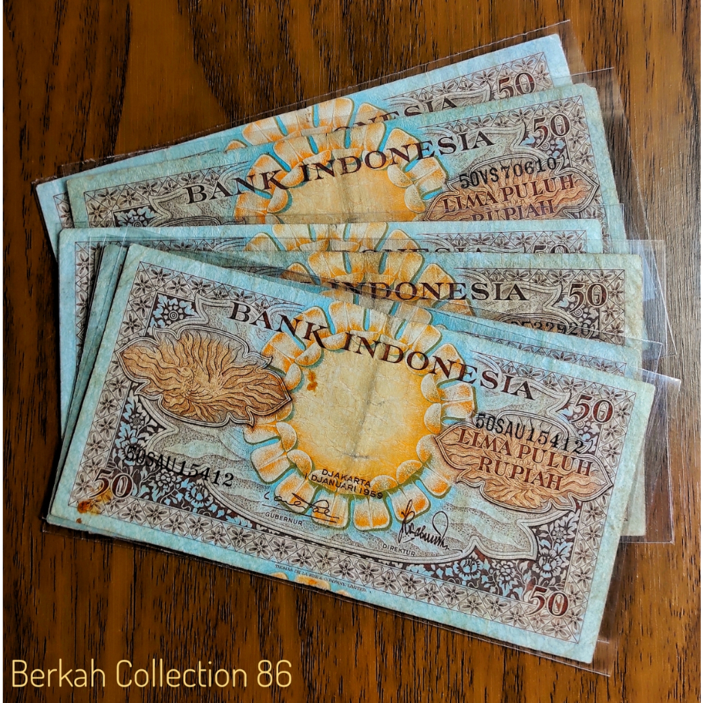 Uang 50 Rupiah Seri Bunga Tahun 1959 Asli
