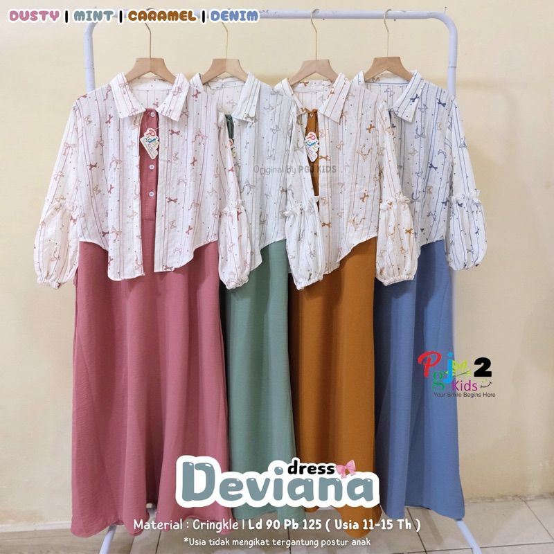 Deviana Dress Remaja – Bahan Crinkle, LD 90 PB 125, Usia 11-15 Tahun
